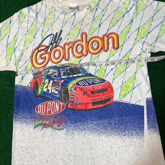 Vintage 90s RARE Jeff Gordon AOP NASCAR Single Sitch Large Baggy Skater Tshirt - Picture 2 of 5